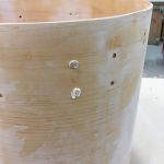 Filling a couple of extra holes someone drilled at some point, with maple dowels.