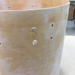 Filling a couple of extra holes someone drilled at some point, with maple dowels.