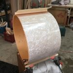 Setting up for the overlap on the bass drum, protective film peeled back.