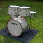 With Supraphonic snare drum on vintage stand.