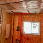 First sheet of 5/8's on the ceiling. With Ken's lift, I was able to do the ceiling by myself