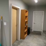 Shop door hung and trimmed