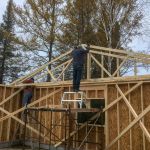 2nd truss up, not sure health and safety would approve