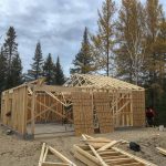 A bunch more up, Norm is working on sheathing the walls