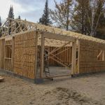 Trusses are all up, sheathing mostly done, ladders next